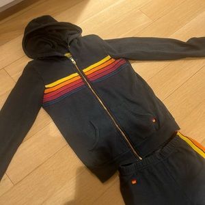 Aviator Nation 5 Stripe Matching hoodie and sweatpants set. Size 12